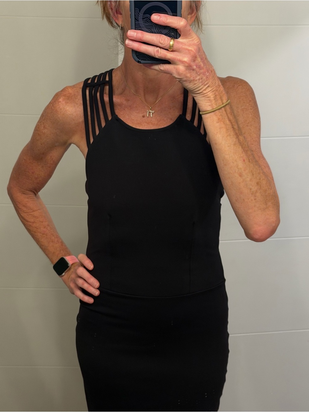 Black Strappy Shoulder Mini Dress